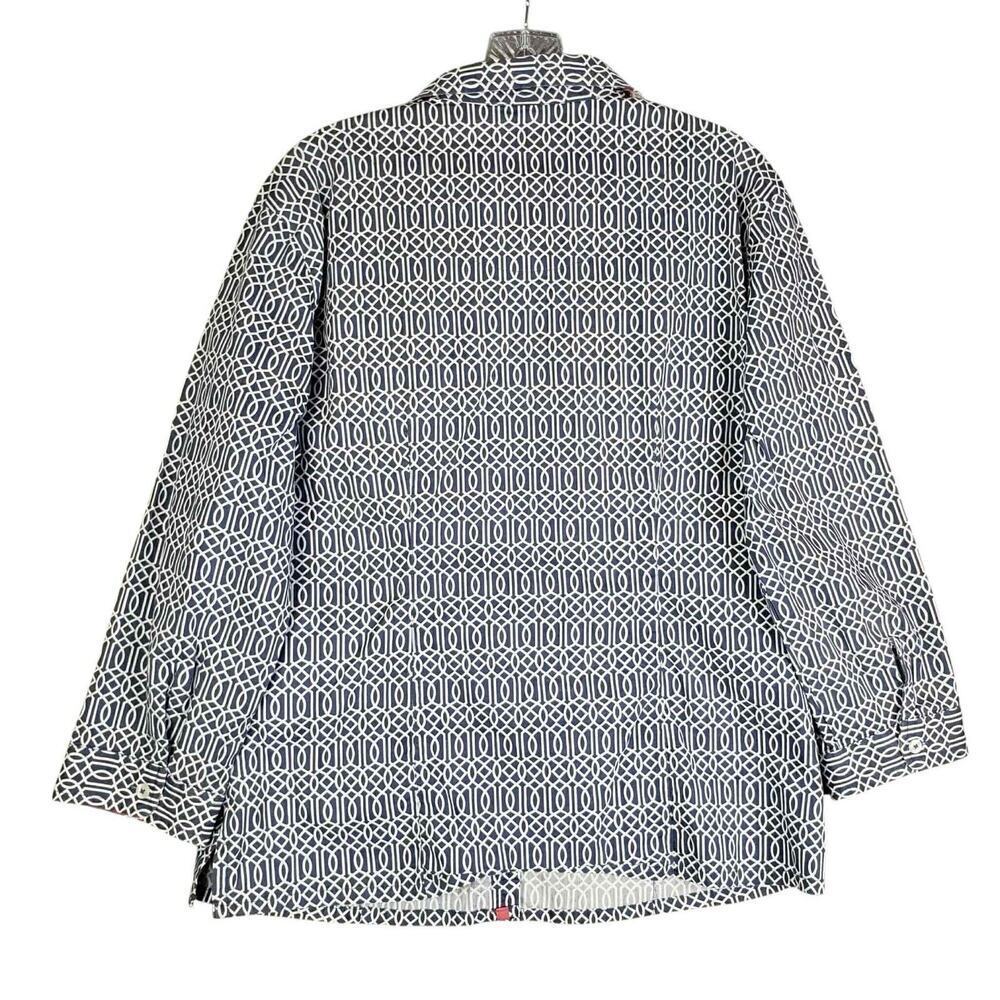 Tizzie Shirt Women's Size Large L Blue Geometric Long Sleeve Button Down - Picture 3 of 10